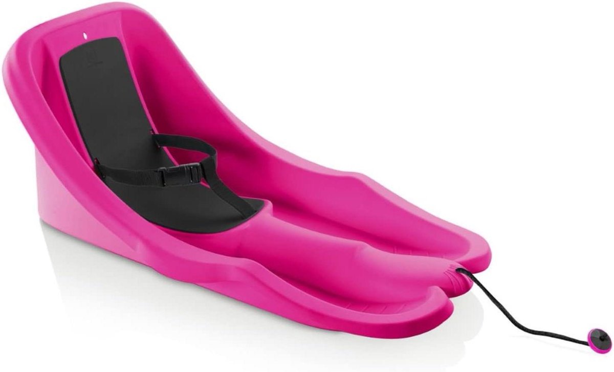 Babyslee met Gordel - Kinder slee Bob - Winterpret - Hoge rugleuning - 74 x 38 x 33 cm - Roze