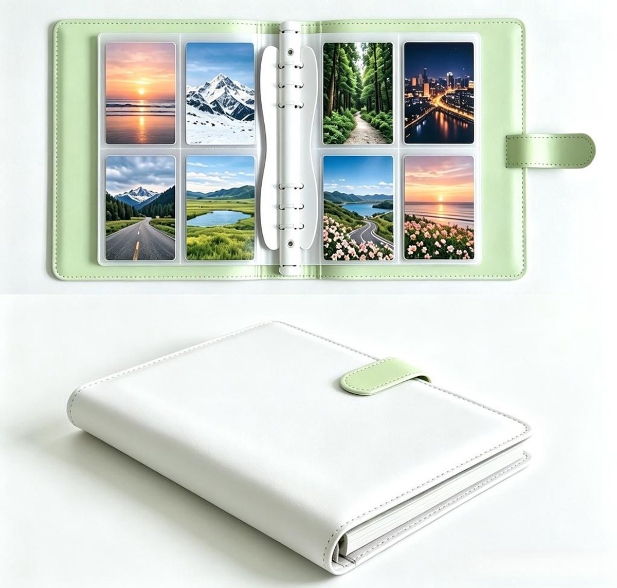 KZQ Fotoalbum - Kaartenalbum - Ansichtkaartenalbum - Vervangbare fotopagina's van PU-leer - Fototas van 7,6 x 10 cm - Geschikt voor thuis, op reis en als cadeau - Biedt plaats aan 160 foto's (7,6 x 10 cm)