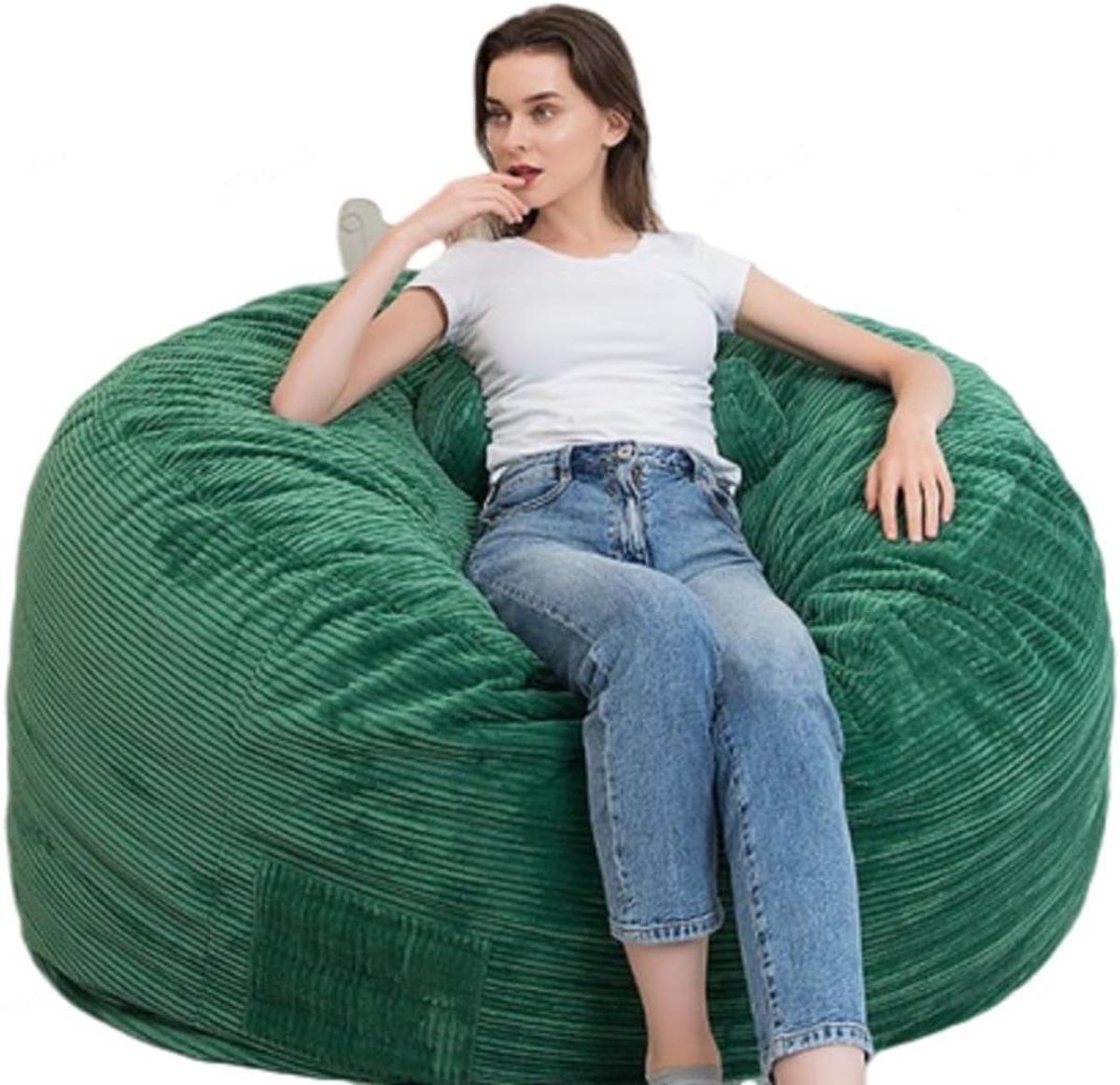 Zitzak Stoel - Lounge Stoel - Ontspannen Thuis - Gezellig Corduroy - 175x76cm - Groen