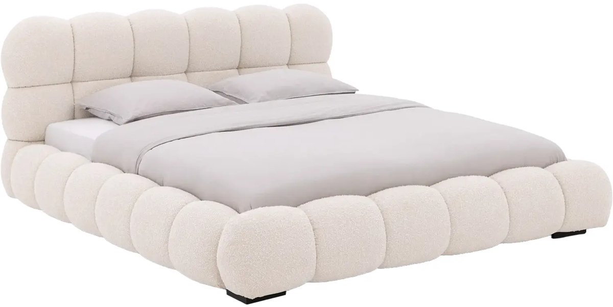 Goossens Gestoffeerd Bedframe Cloud - 180 X 210 - Beige - Stof ahenk 9851 beige