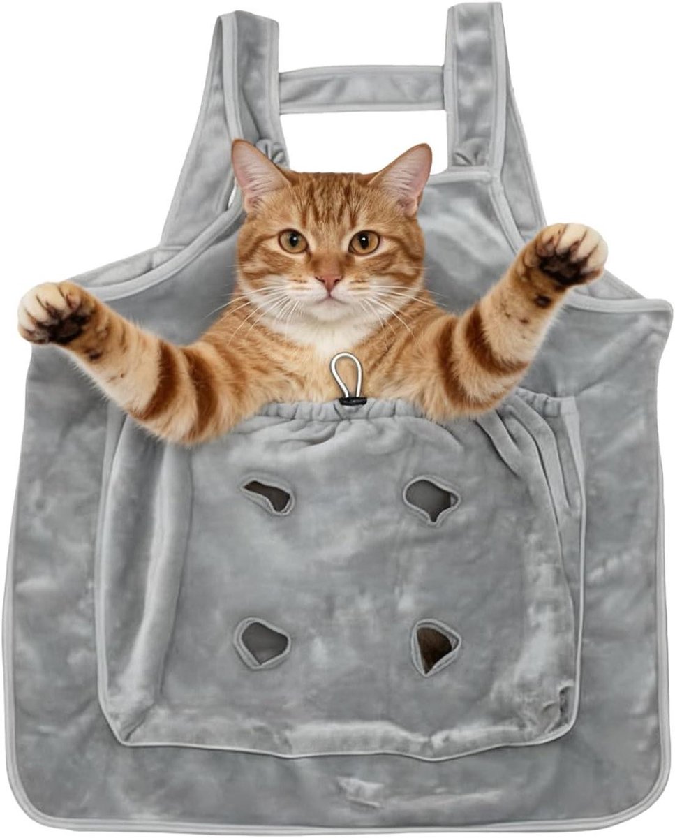 Dieren Draagzak - Draagtas Kat - Huisdieren Vervoeren - Gewichtsverdeling - 71x65cm - Grijs