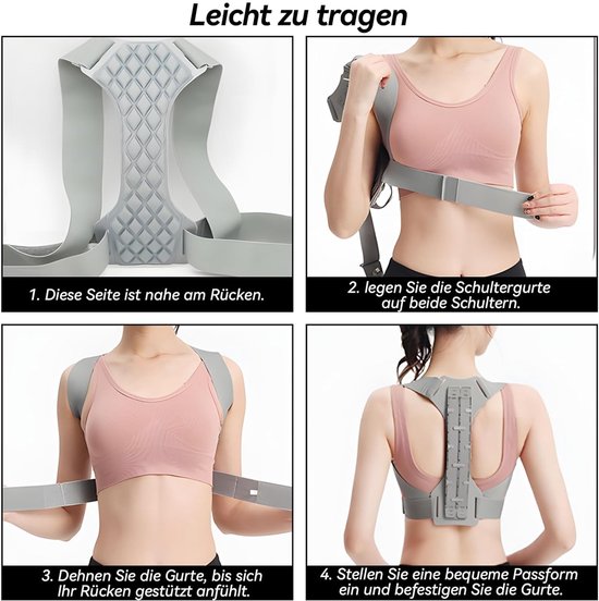 Verstelbare Rugsteun Trainer voor Houdingscorrectie met Schouderbanden voor Mannen en Vrouwen, Grijs, S/M, Ergonomisch Ontwerp, Comfortabele Ondersteuning, Verbeterde Houding — afbeelding 3