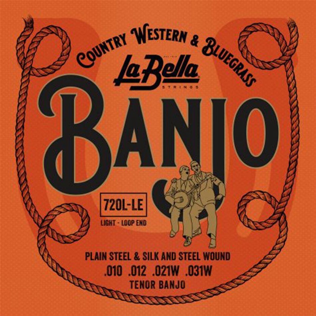 La Bella 720L-LE Silk&Steel Snarenset voor Tenor Banjo (10-31) met Lus-Einde