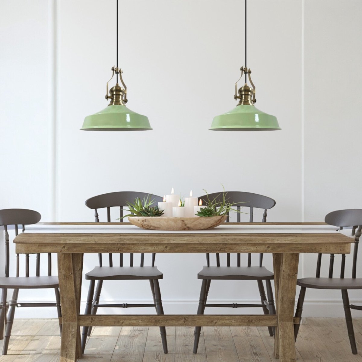 Bamyum Asletl hanglamp, industriële Modern stijl, Ø41 cm, groen metalen lamp