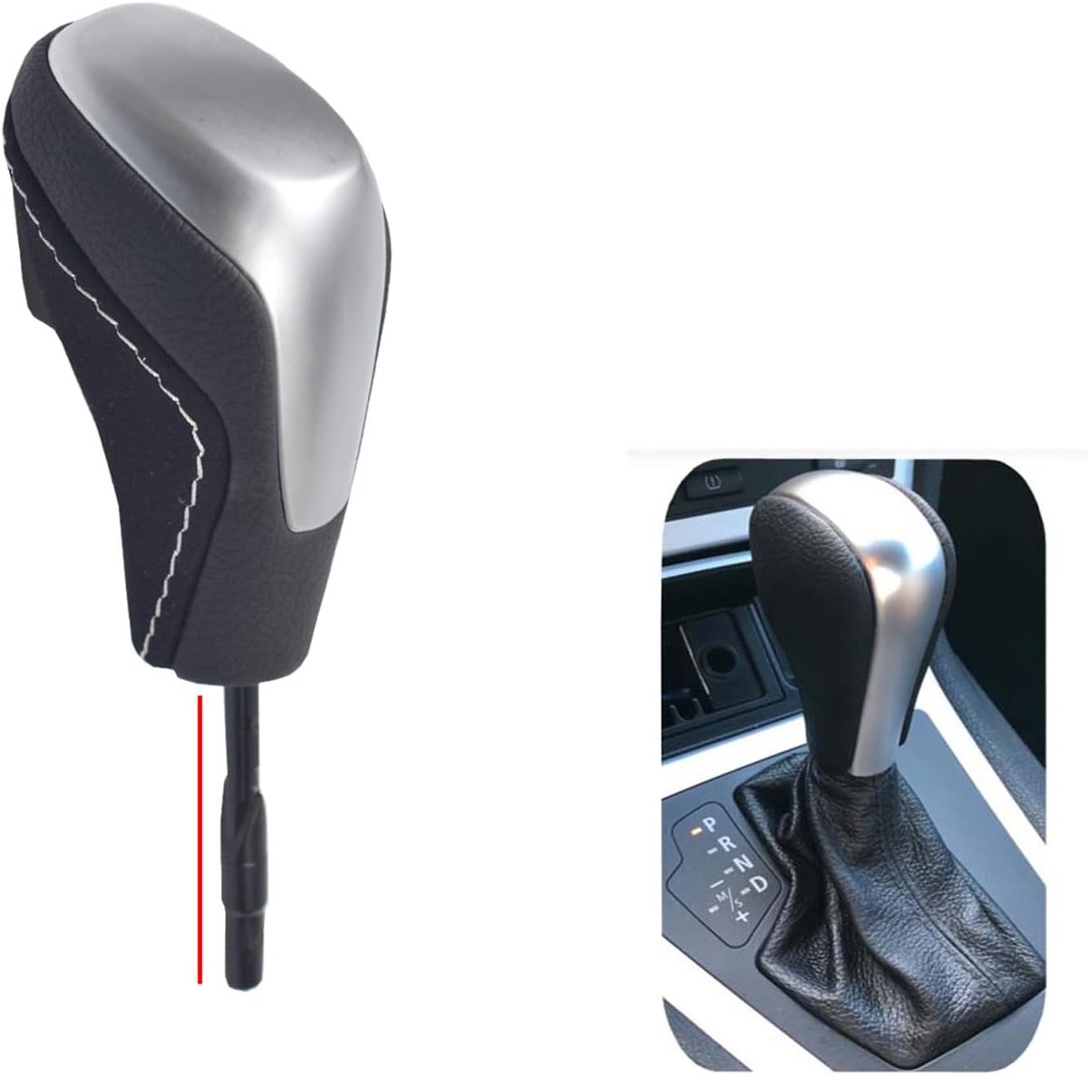 Automatische versnellingspookknop Geschikt voor BMW E90, E91, E92, E93, E36, E46, E39, E60, E61, E38, Z3, X5, E53, E81, E82, E87 en E84 (zilverkleurig – kort)