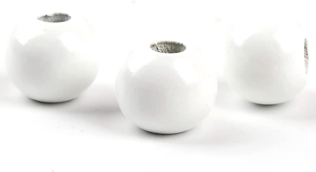 Kralen 20mm - Ronde natuurlijke kralen met groot gat voor sieraden