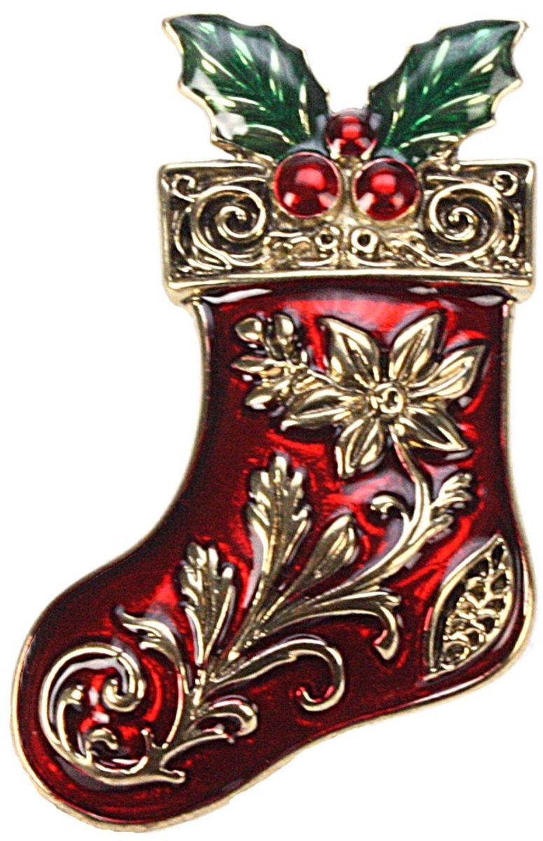 Broche Laarsje met hulst 3,5x1x5,3cm