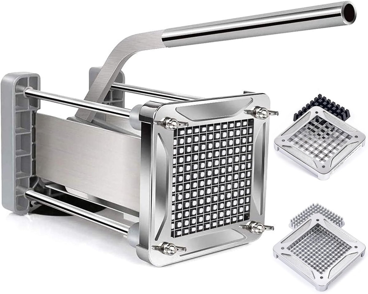 Frietsnijder, frietsnijder, roestvrij staal, professionele French Fres Cutter met 6 x 6 mm en 12 x 12 mm lemmet voor keuken