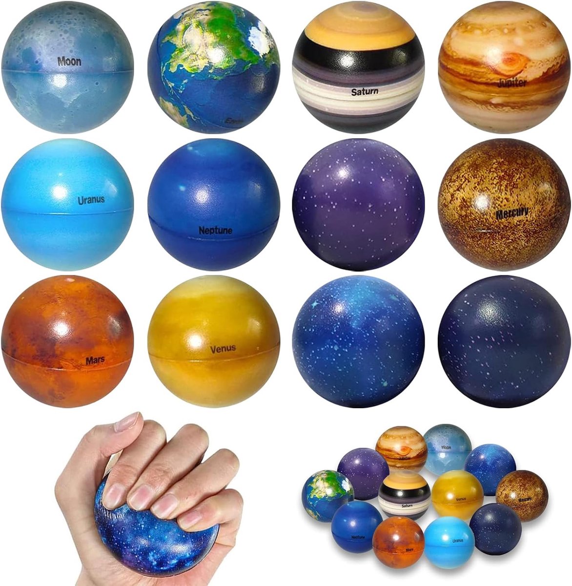 stressballen, 12 stuks, stressbal, antistressbal voor kinderen, schuimballen, anti-stress speelgoed, anti-angst, speelgoed, verlichting, ontspanning voor kinderen en volwassenen