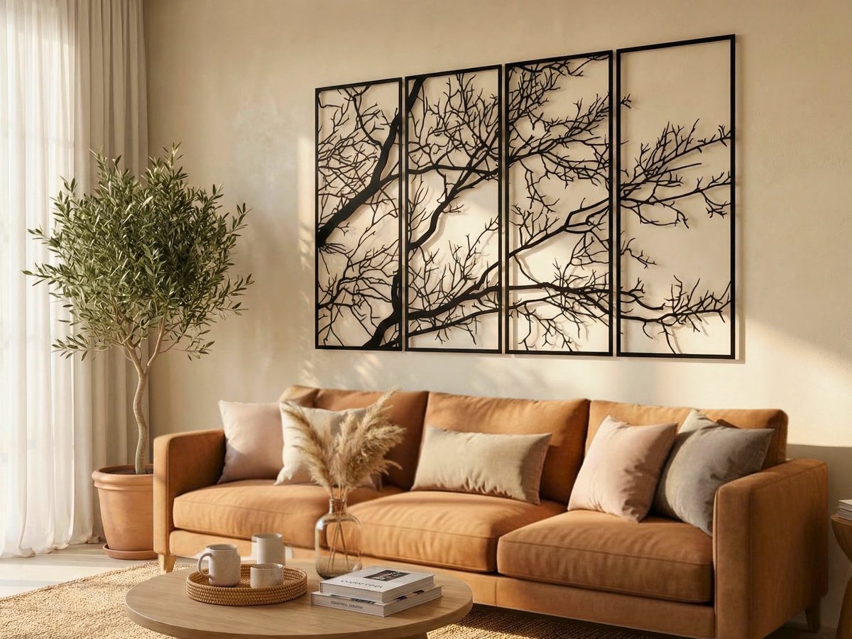 Wanddecoratie Boom, Houten Wandbeeld, 3D Wanddecoratie voor Thuis, Moderne Beelden voor Huis Kantoor Slaapkamer, Woonkamer en Keuken - 132x78cm