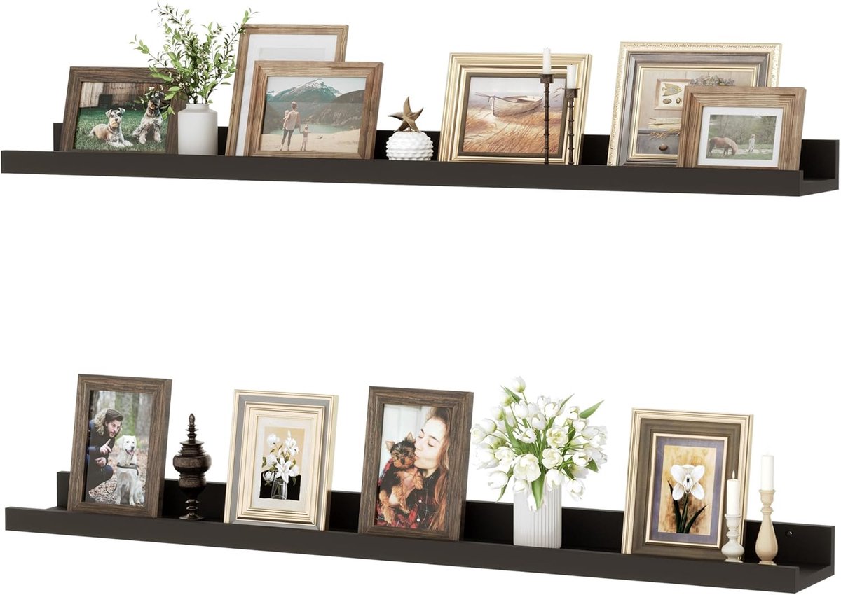 Zwevende planken van MDF-hout, wandplank voor fotolijsten en