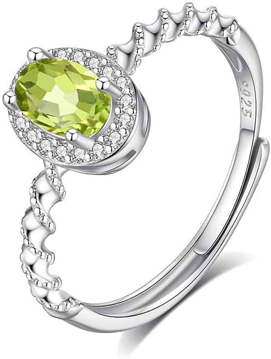 Damesring met paarse amethist/groene peridoot/rode granaat/topaas/citrien, ring met elliptische edelsteen in 925 sterling zilver, sieraden voor vrouwen en meisjes
