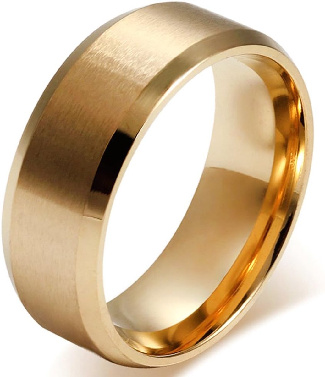 Roestvrij staal 8 mm Mens Ring Matte Finish Gepolijst Bruiloft