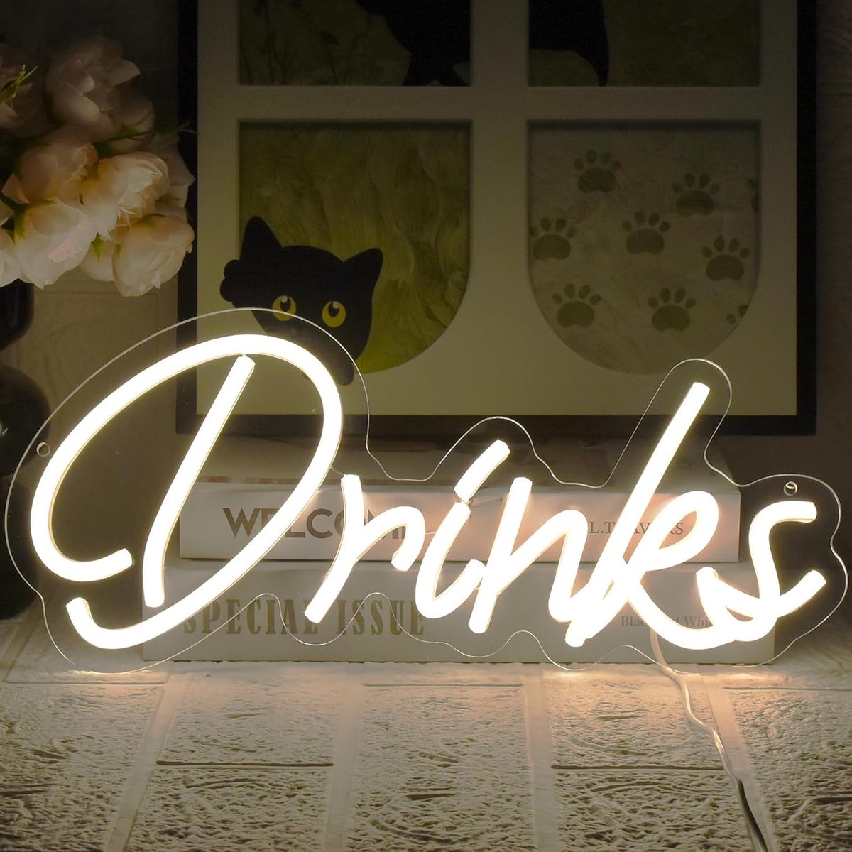 Lichtreclame warm wit drinken led bord dimbaar bar bord met USB-werking voor pub thuis bier bar club man grot restaurant winkel bord decor