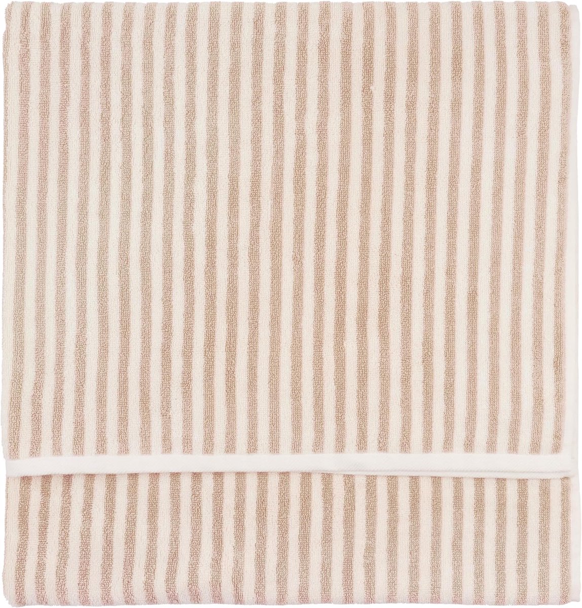Hebden Katoenen Badhanddoek Gestreept - Naturel - 70x130cm