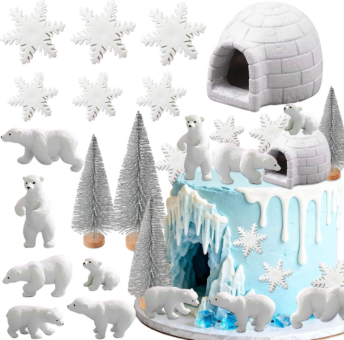 ijsbeer taartdecoratie arctische dierendecoratie feestartikelen
