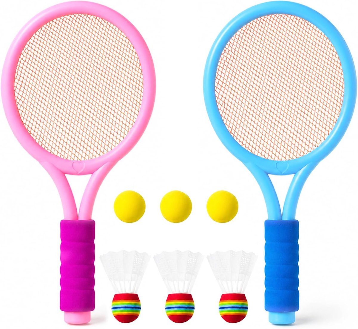 8 stuks Federball set voor kinderen met 3 badmintonballen en 3