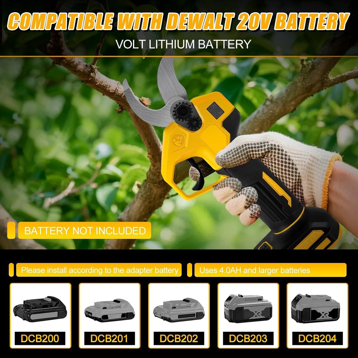 Accu Snoeischaar met Brushless Motor, 2 Snelheden, Digitale Weergave en Vervangbare Messen - Snoeien tot 30 mm Diameter, Inclusief Slijpsteen