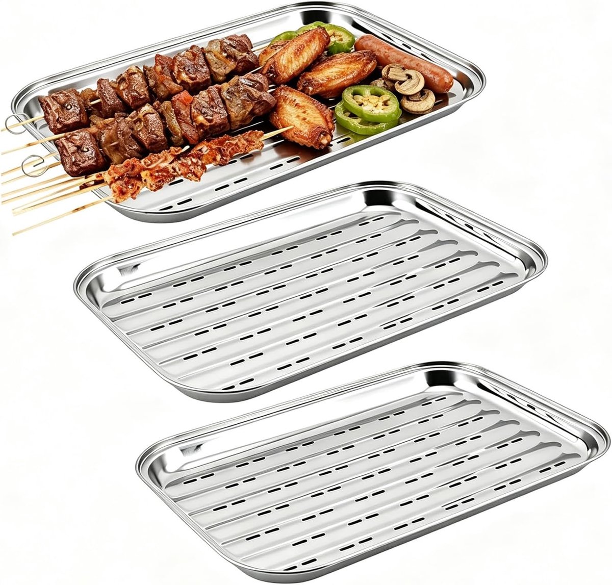 Barbecueschalen van roestvrij staal, grillschaal, herbruikbaar