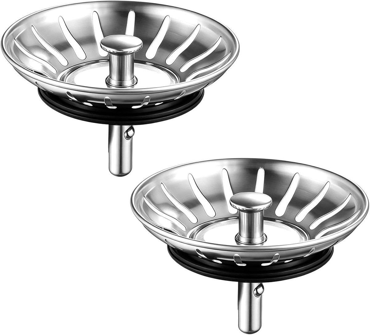 2 stuks afvoergarnituur voor gootsteen, 80 mm, van roestvrij staal, gootsteenstop met filter, gootsteenrooster, keuken en gootsteenzeef, duurzame afvoermand voor keuken