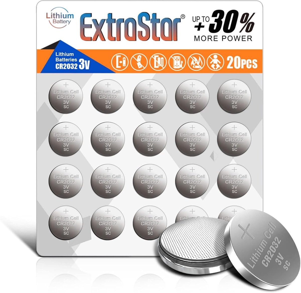 Knopcelbatterijen CR2032 3V - Alkaline - Pack van 20 - Geschikt voor diverse apparaten - ShopVlot