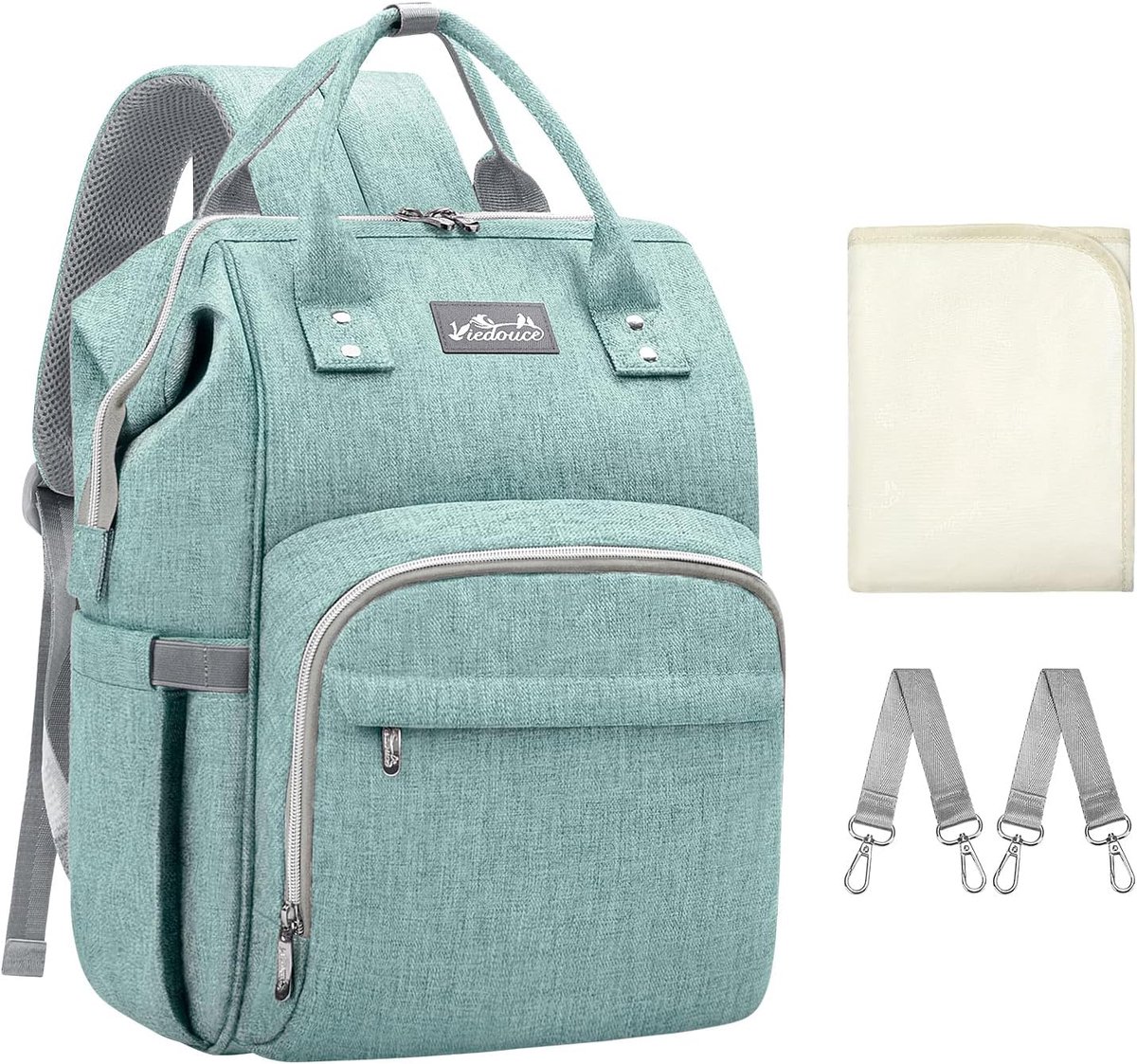 SnelShoppen - Luiertas Rugzak voor Baby, Waterdichte Oxford Stof, Grote Capaciteit, Multifunctionele Verzorgingstas met 1 Verschoonmat en 2 Kinderwage