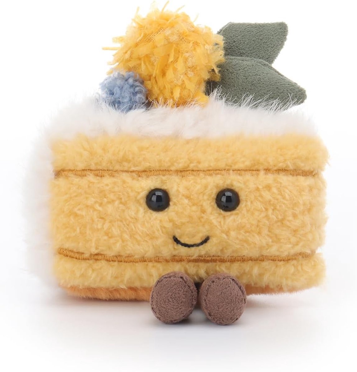 Lamb Citroentaart gesneden pluche dier knuffeldier geel 9 cm