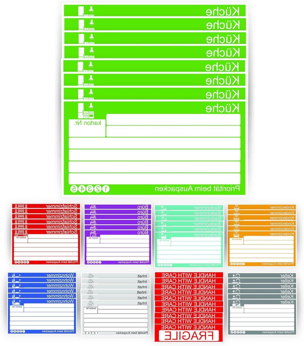 Stickers Verhuisdozen - Verhuisstickers Etiketten - Dozen Markeren - Beschrijfbaar met Lijnen - 15 x 8 cm - Wit
