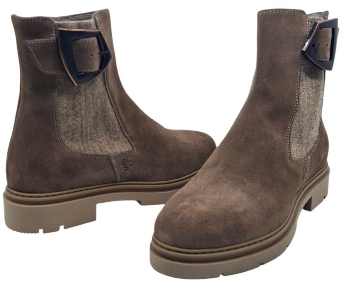 DL Sport 7250-02 Tortora | Suède dames enkellaars met rits