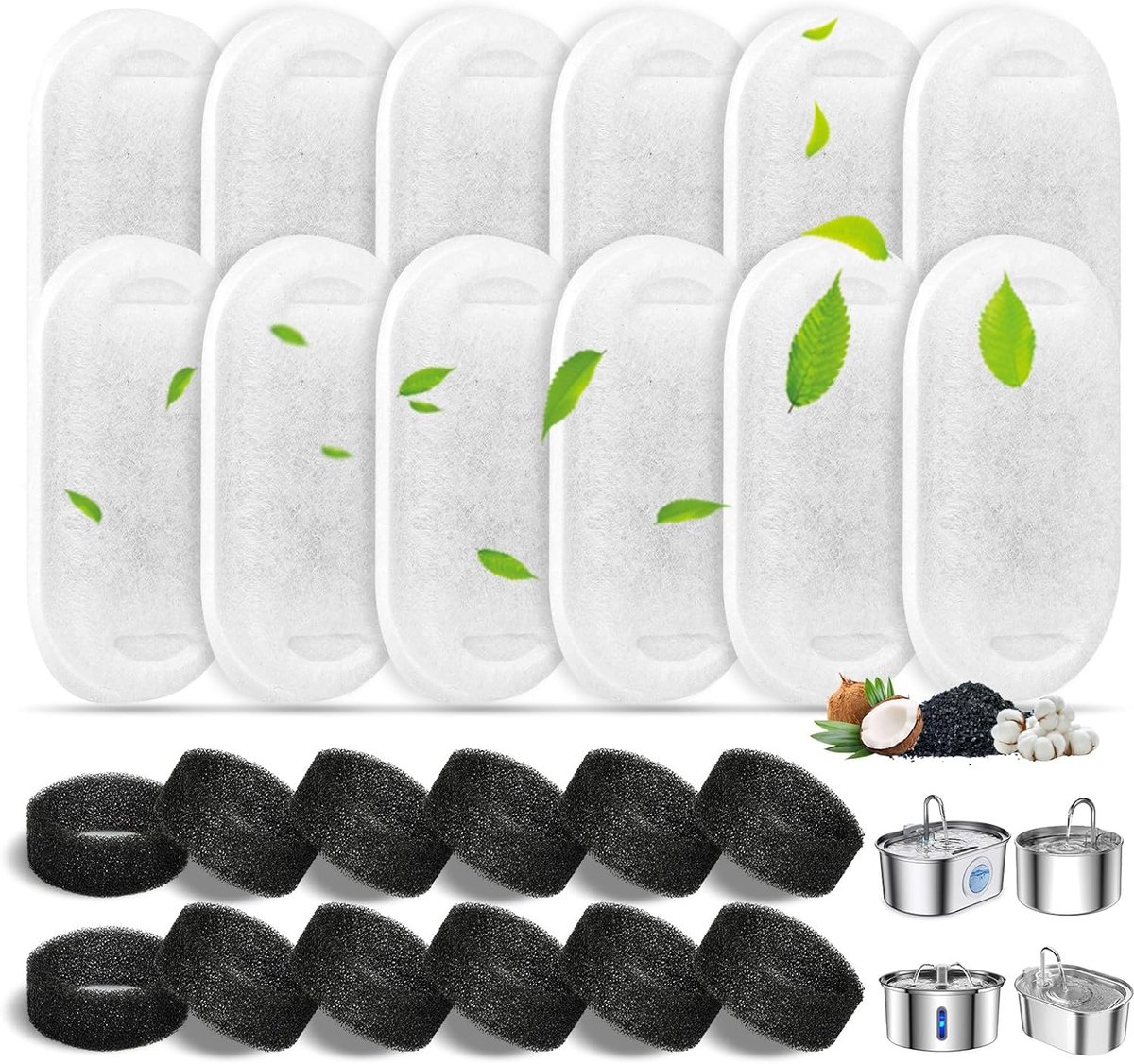 Filter voor kattenfontein, 12 stuks filters voor kattenfontein