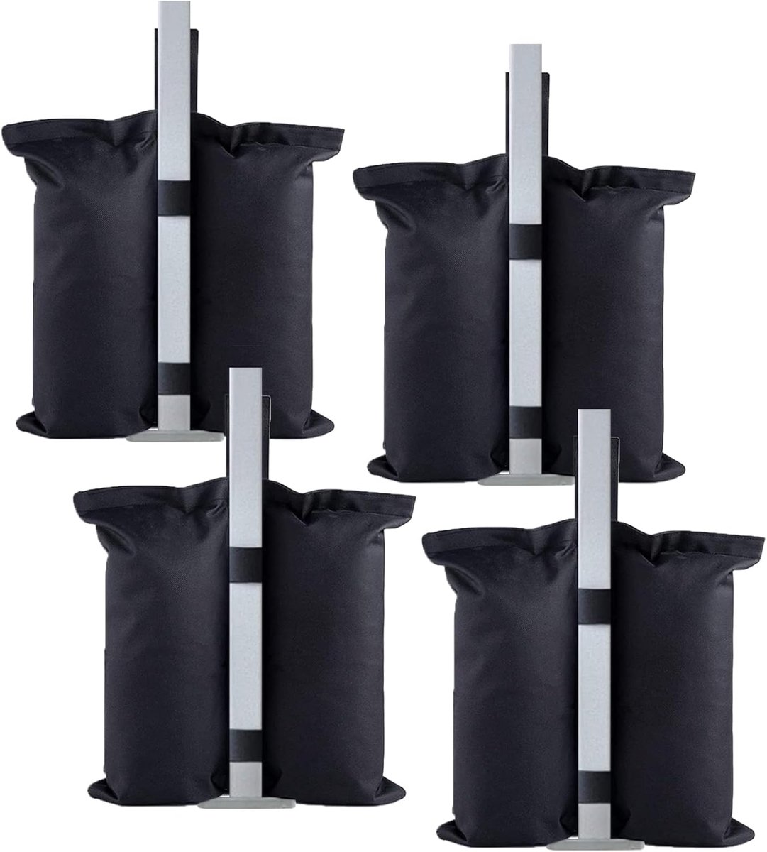Zandzakken, 4 stuks, tent, zandzak, 600D Oxford-stof, verzwaaring, zandzak om te vullen, voor paviljoen, tuin, strand, feest, tent, trampoli, 41,5 x 40,5 cm