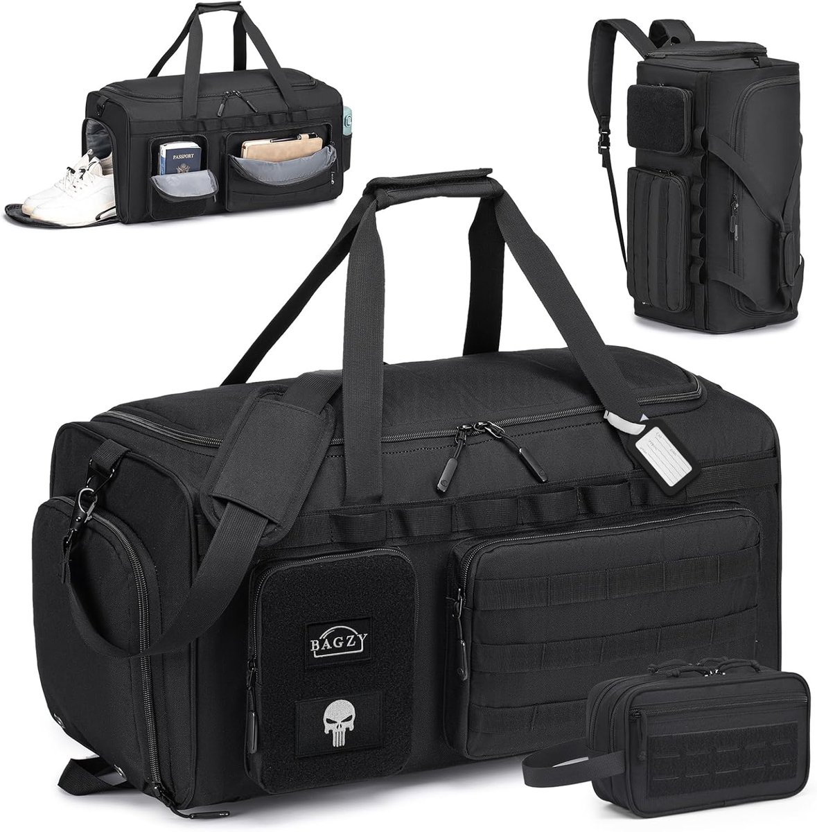 SnelShoppen - BAGZY Sporttas 55L - Militaire Tactische Reisbag Waterproof met Schoenenvak voor Sport, Fitness, Reis, Weekendtrips en Kamperen - Inclus
