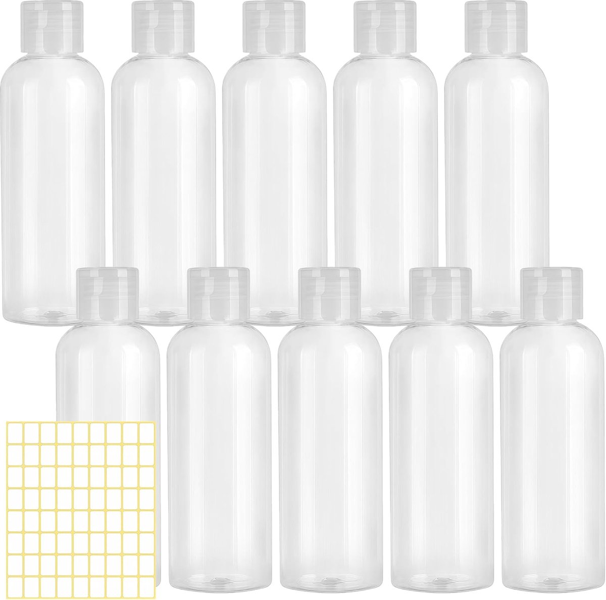 Set 10 Stuks 100ml, Transparante Navulflessen met Flipdop, Lekdicht