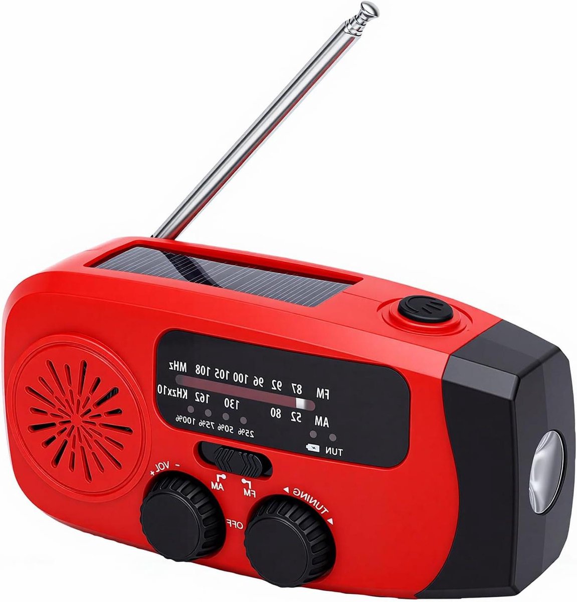 Noodradio met slinger - Draagbare radio Kampeerradio - Noodsituaties en Reizen - Oplaadbaar via Zonne-energie en Slinger