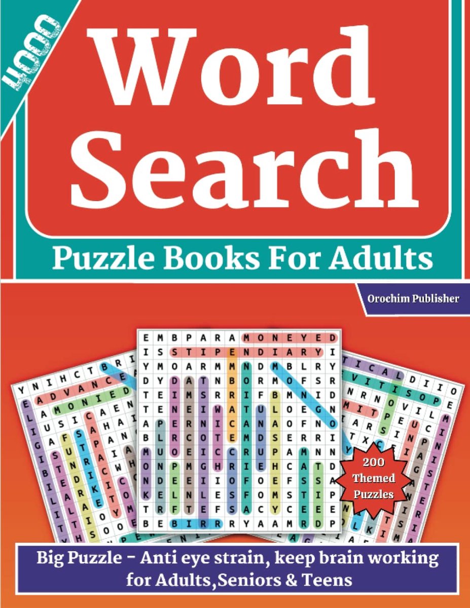 Woordzoekboek voor volwassenen - 4000 puzzels - groot formaat - tegen oogvermoeidheid - stimuleert de hersenen - ShopVlot