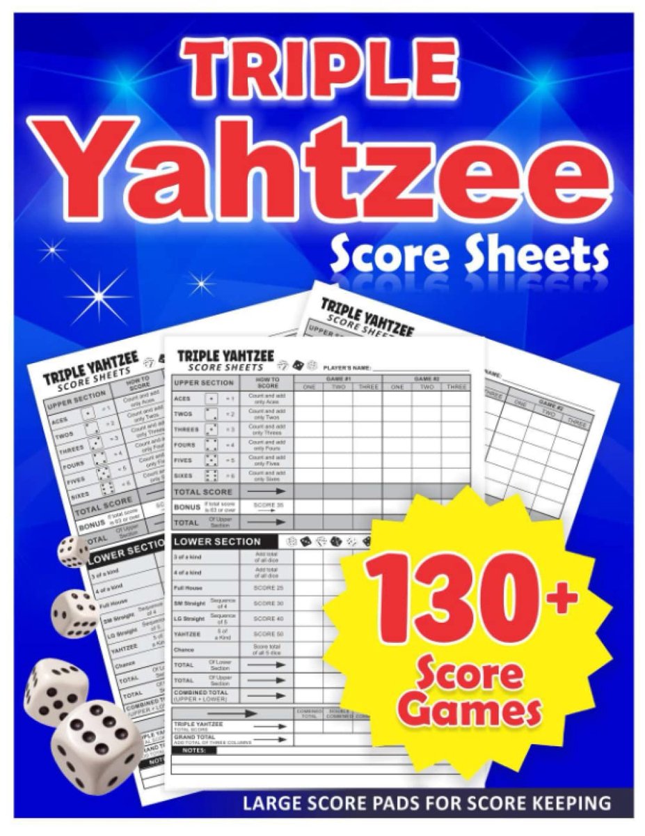 Triple Yahtzee scorebladen A4 - 130+ pagina's - grote scorepads - perfect voor scorekeeping - ShopVlot