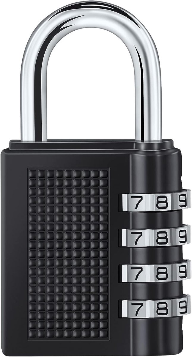 SnelShoppen - 4-cijferige Combinatieslot, Hangslot met Nummercode, Weerbestendig Hangslot voor Kluis, Gym, School, Schuur, Koffer, Zwart