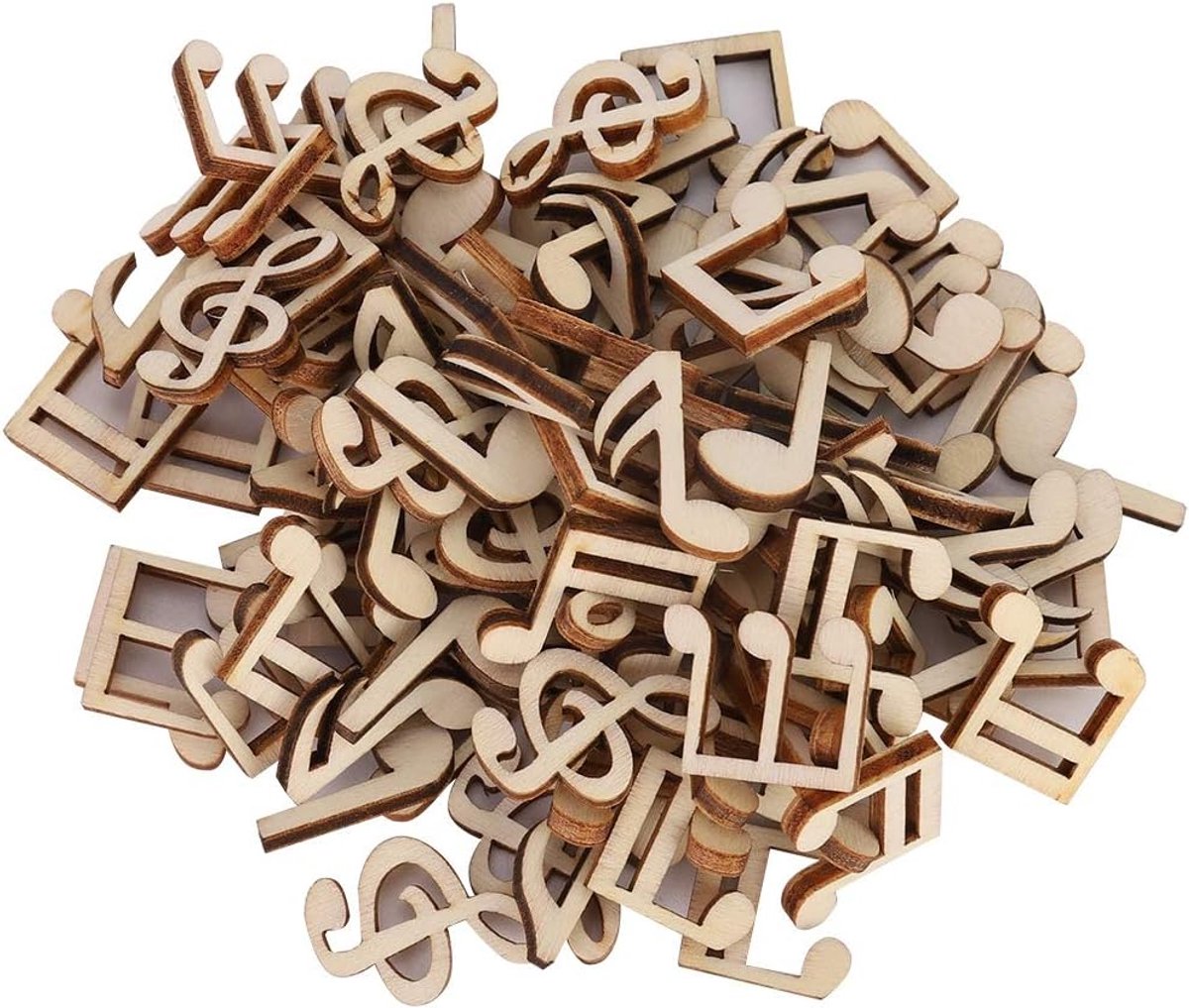 100 Stks Houten Muzieknoot Mix Decoratie, 2cm Decoratieve Accessoires