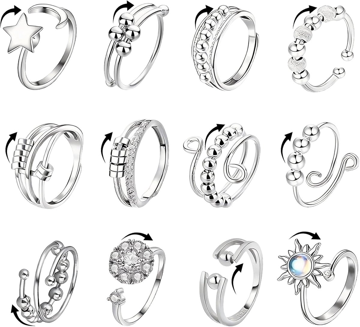 Ringen voor dames, verstelbaar, anti-stress-ringen voor dames