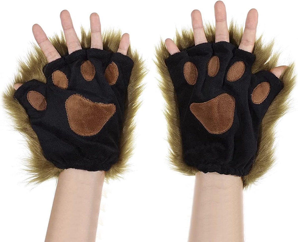 Handschoenen Winterhandschoenen Leuke Cartoon Dier Pluche Wanten Warme Winter Halve Vingerhandschoenen
