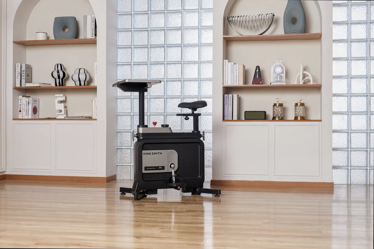 Kingsmith Workstation Bike W1B - Bureau Fiets / Desk Bike - Inklapbaar Design - Geïntegreerd Werkblad - Stille Magnetische Weerstand - 8 Weerstandsniveaus - Ideaal voor Thuiswerken & Actief Zitten