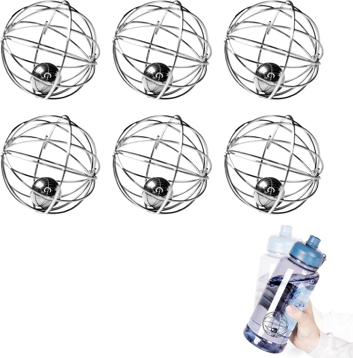 Shaker ball 6pcs - dubbelstructuur roestvrij staal - efficiënte mengkracht - snel en gemakkelijk mengen - SnelShoppen