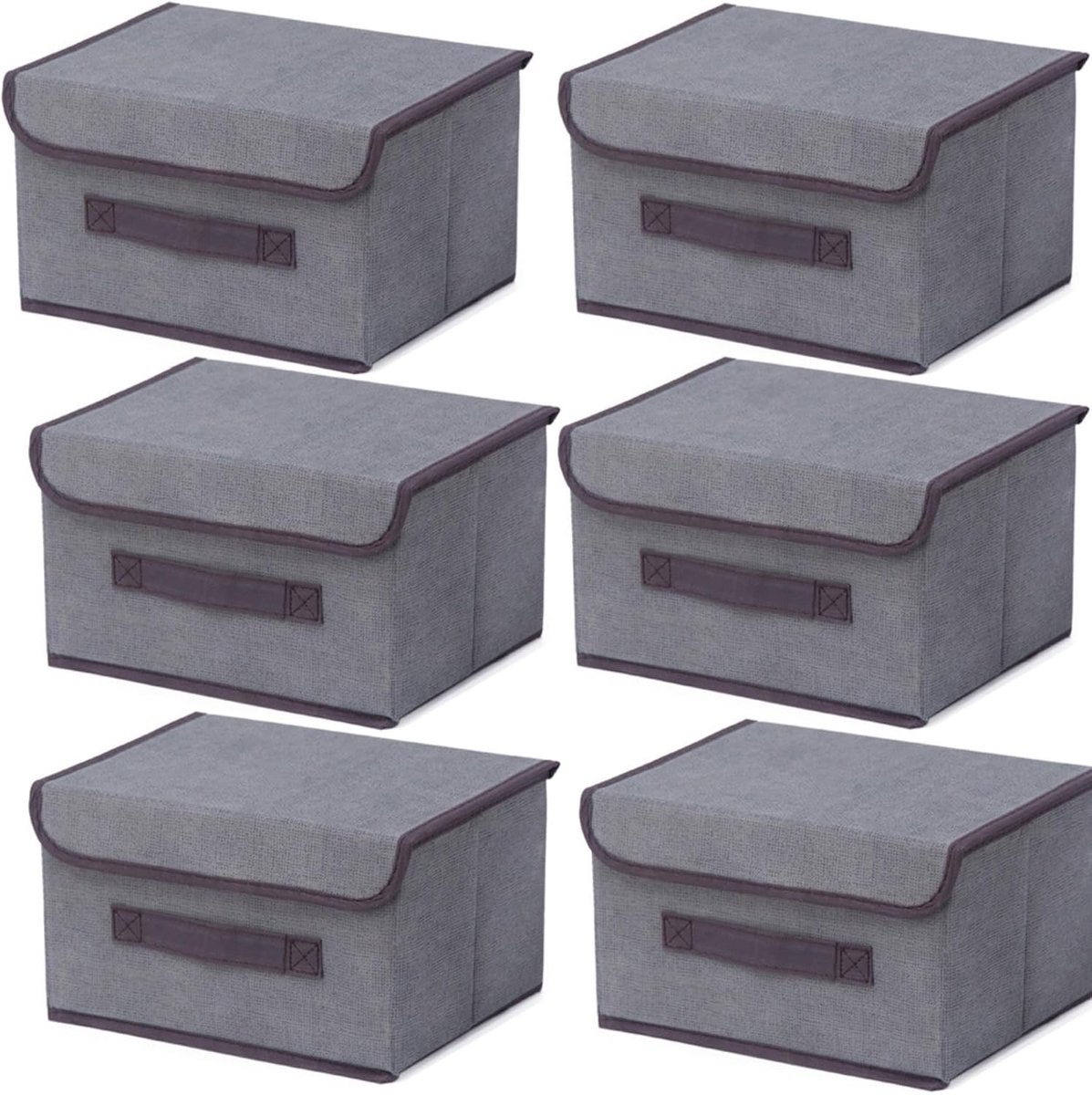Opbergdozen met deksel 26x19x16cm - Vouwbare stofopbergdozen - Linnen voor kleding en speelgoed - 6 stuks - ShopVlot