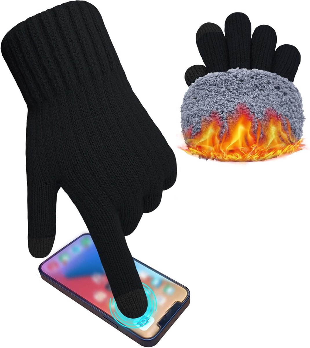 Handschoenen Mannen Wol Fleece Gevoerde Thermische Handschoenen Touch Screen Warm Gebreide Handschoenen Gift voor Running Ski Outdoor