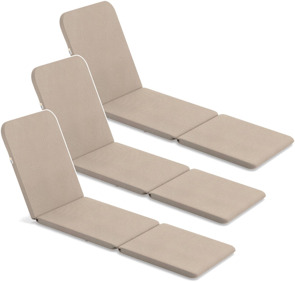 Bazkar Jaipur- Kussen voor tuinstoel - Ligbedkussen 190 x 60 cm - Waterafstotend - Beige - 3 stuks