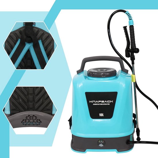 Druksproeier 10 liter met 4 nevelsproeiers en telescopische sproeilans voor tuin en gazon — afbeelding 4