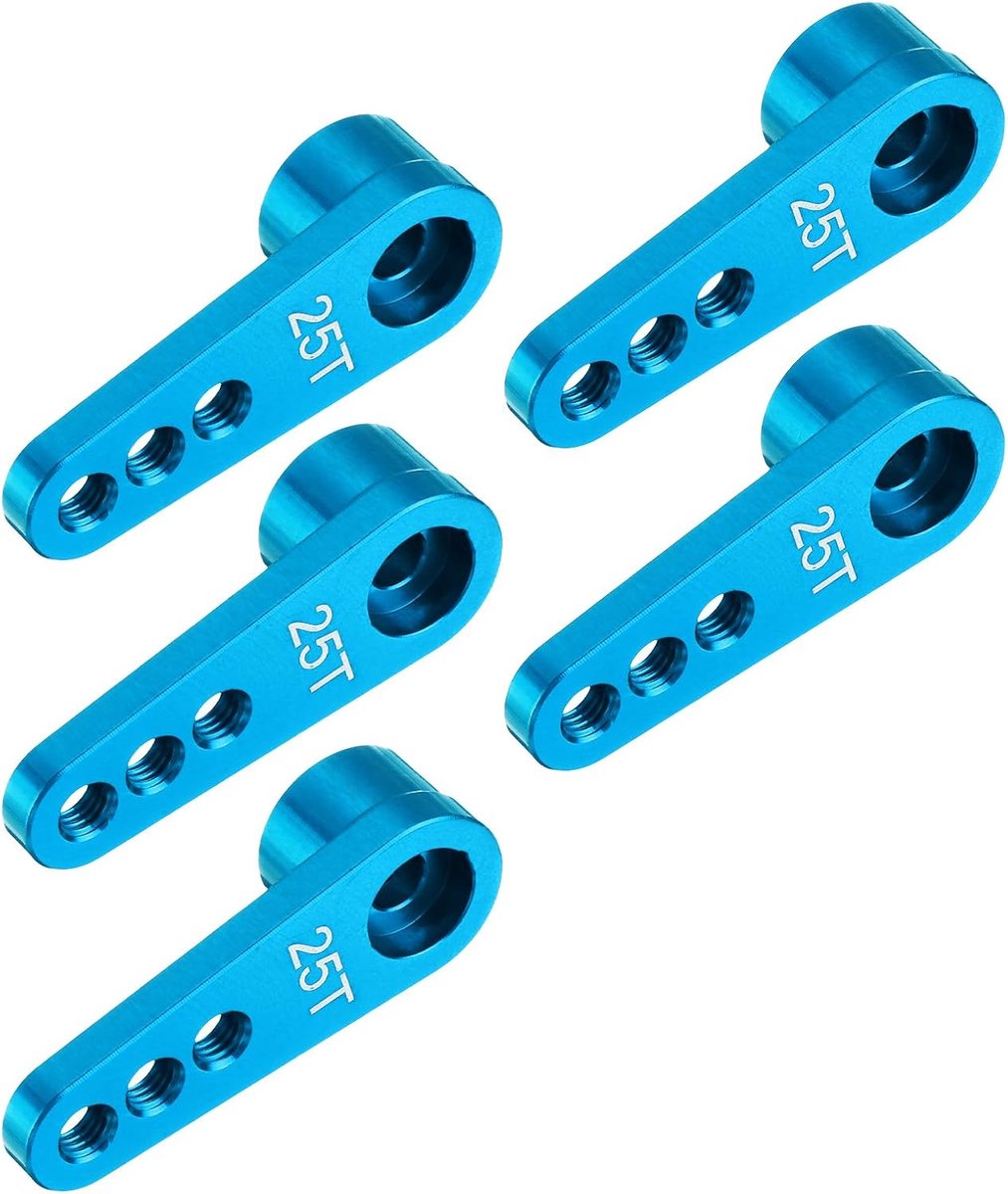 5 stuks aluminium servohoorn 25T servohoorn besturing korte arm 28 mm lengte blauw geschikt voor doe-het-zelf RC auto/boot/vliegtuigen boot modelaccessoires