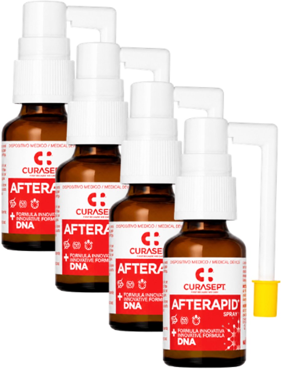 4x Curasept AfteRapid Beschermende Spray - 15 ml - Bij Aften & Mondzweertjes