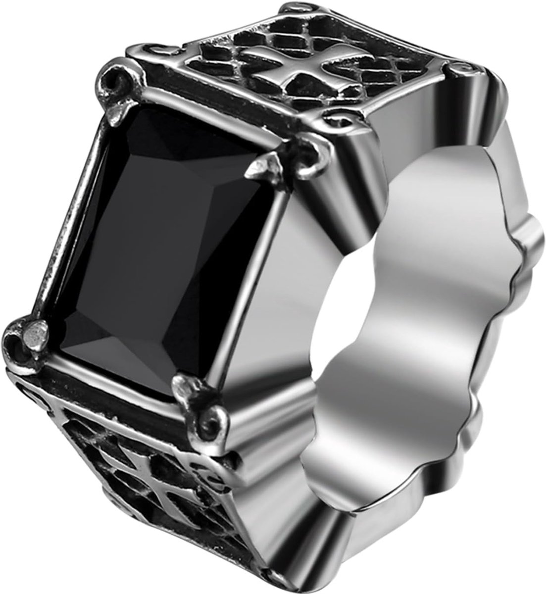 Herenring voor heren, duimring, bandring, zegelring met glas