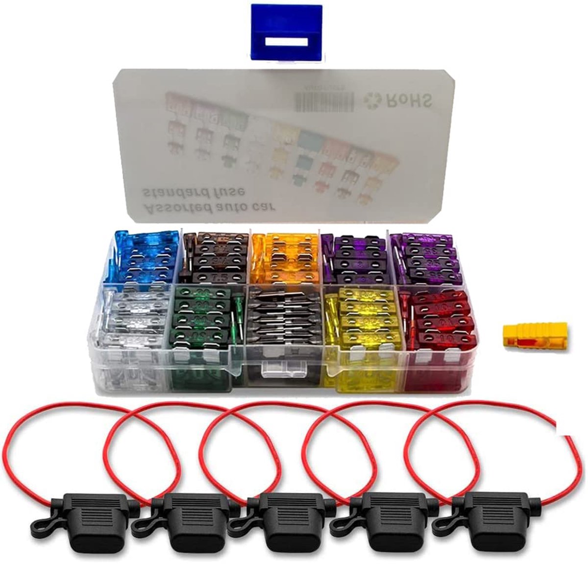 100st Standard Blade Fuse Assorti 2A 3A 5A 7.5A 10A 15A 20A 25A 30A